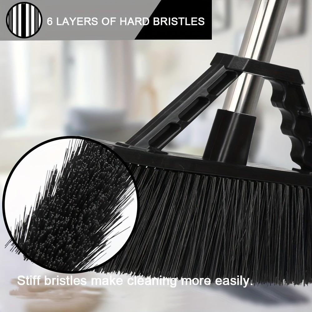 17.3 Inch Push Broom Outdoor For Floor Cleaning, Heavy Duty Brush With Stiff Bristles, Outdoor Broom Patio Broom For Garage Deck Driveway Garage Yard, Black