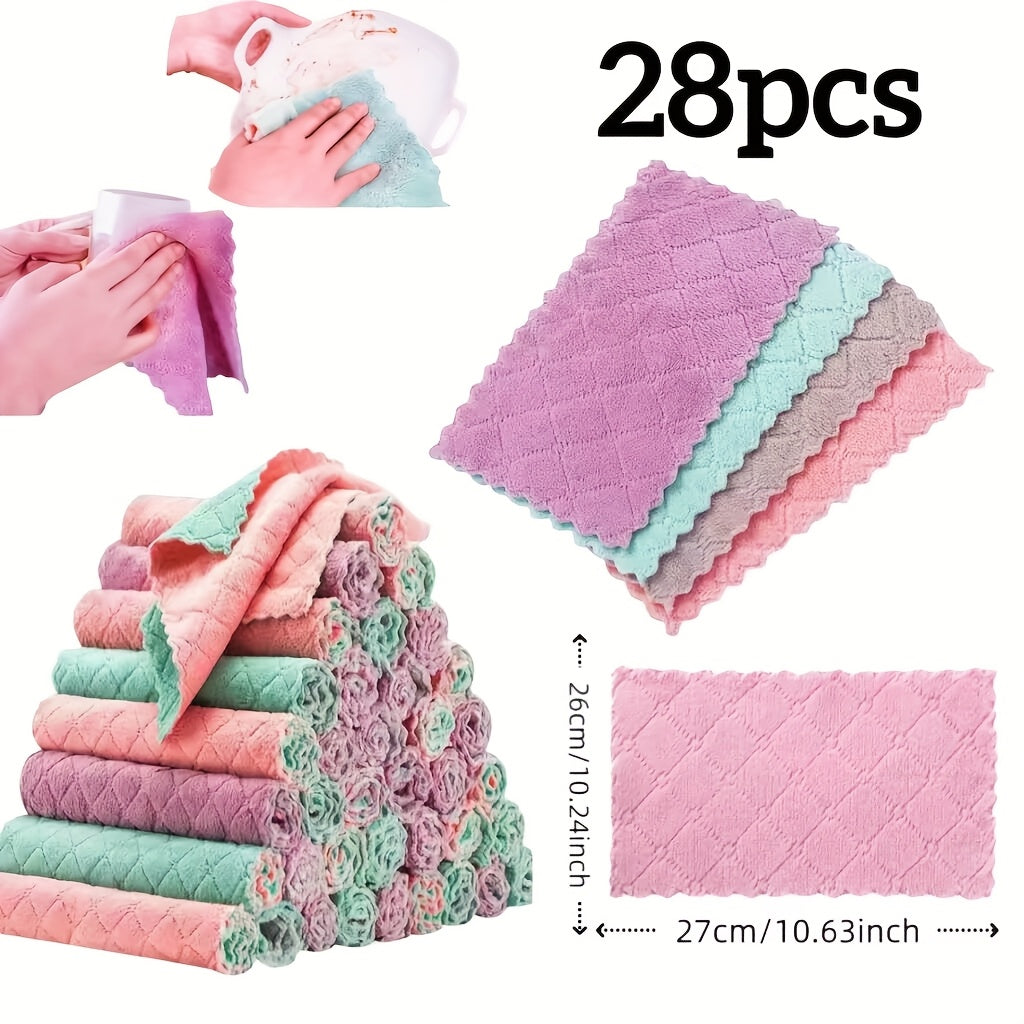 Super Absorbent Thickened Microfiber Dishcloths - Non-Shedding & Oil-Resistant Kitchen Towels, Household Chores, Highquality Textiles, Cleaning Cloths, Home Cooks, Dish Drying, Reusable Towels, Busy Households, Kitchen gifts