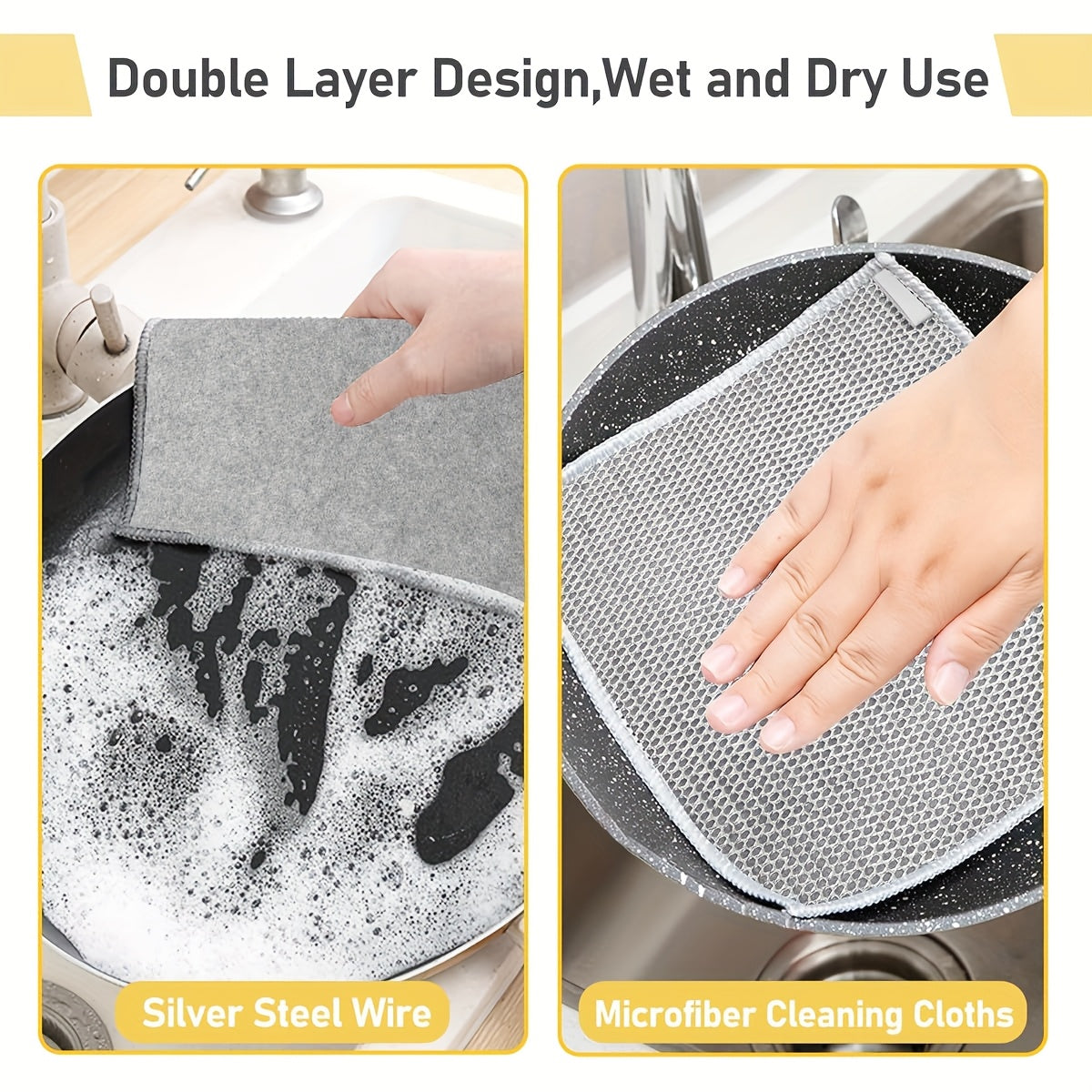 Dish Cloths for Kitchen for Christmas Time-Modern Stainless Steel Scrubber for Pans, Scratch-Resistant Cleaning Pads, Reusable Wire Dish Cloth for Kitchen Cookware Cleaning