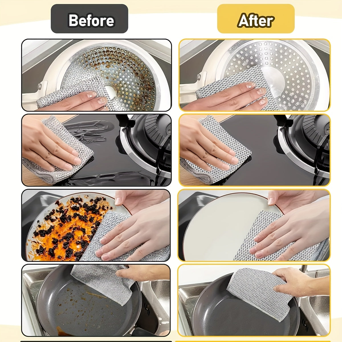 Dish Cloths for Kitchen for Christmas Time-Modern Stainless Steel Scrubber for Pans, Scratch-Resistant Cleaning Pads, Reusable Wire Dish Cloth for Kitchen Cookware Cleaning