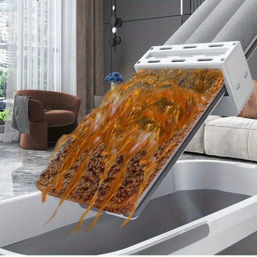 17.72inch Flat Mop and Folding Bucket Set with 5 Reusable Mop Pads | Heavy-Duty Wet\u002FDry Floor, 360° Rotating Head, Hands-Free Wringing System, Space-Saving Design for Hardwood, Tile, Laminate Floors - Low-Maintenance Mop System, Spray Mop