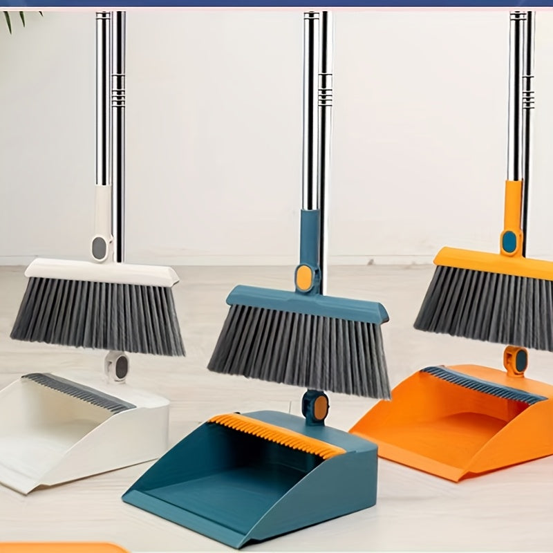 A Brand New Set of 2 Includes a 3-In-1 Broom And Dustpan That Can Rotate And Fold. This Household Broom Is Enlarged And Thickened, Perfect for Cleaning Pet Hair in The Living Room Or Bedroom. It Features a Non-Stick