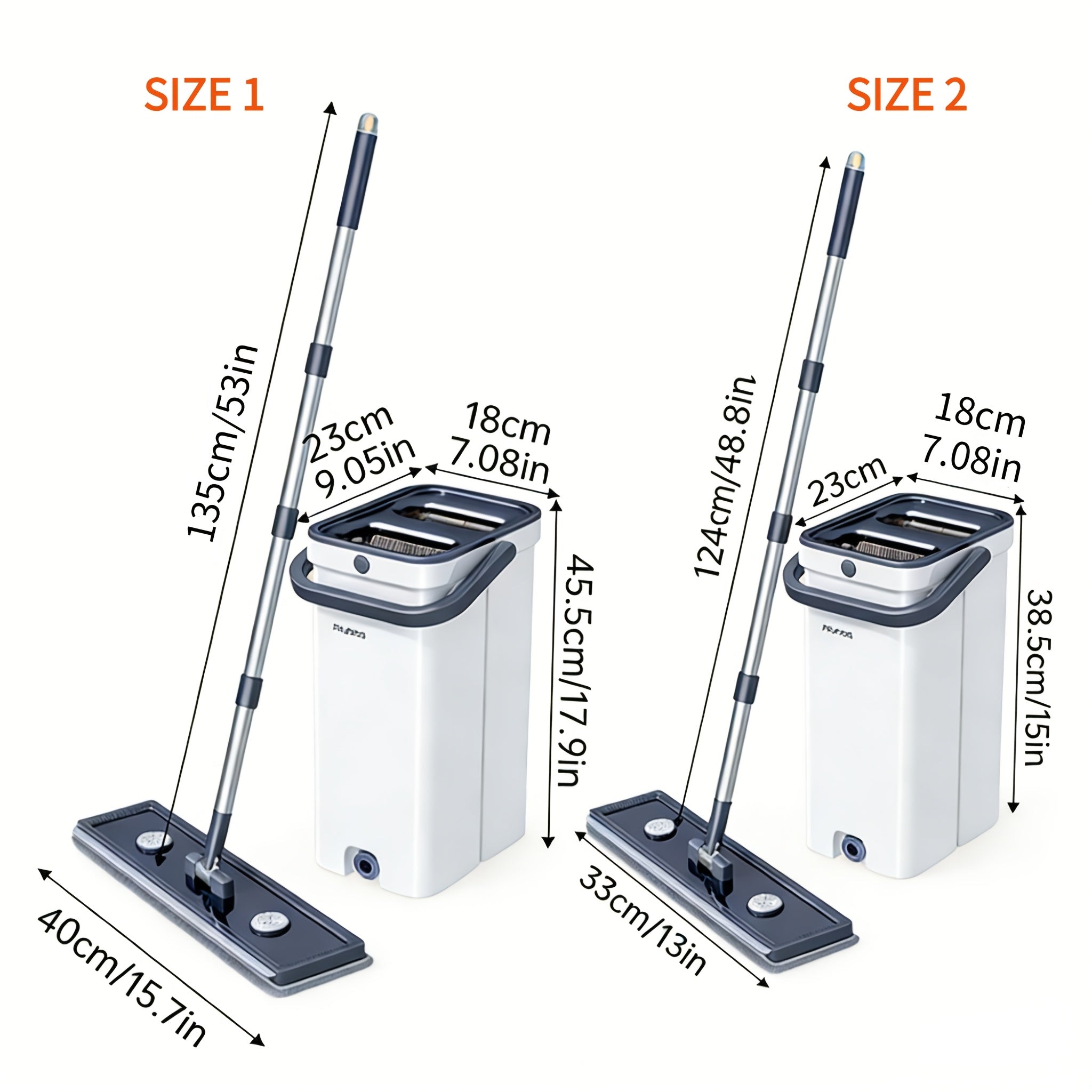 Mop And Bucket Set, Flat Mop And Bucket System, Mop Bucket with Wringer, Wall Mop with Adjustable Handle, 4 Washable Microfiber Mop Pads, Mops for Floor Cleaning