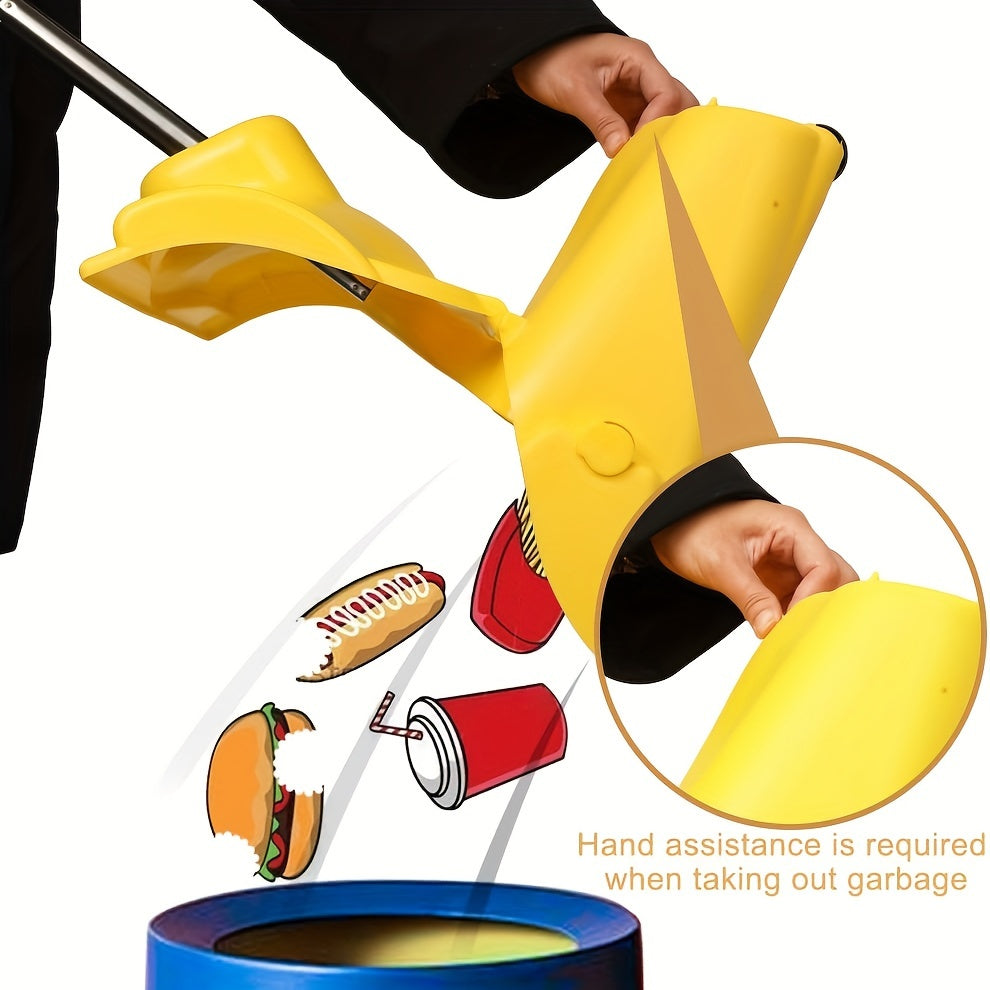 Long Handle Heavy Duty Broom And Dustpan Set, Outdoor And Commercial Upright Dustpan And Brush for Restaurant Garage Garden Yard Office, Yellow