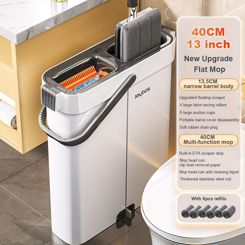 Set of Flat Mop And Bucket with an Improved Wringer, Allowing Hands-Free Operation for Cleaning Floors. Suitable for Both Wet And Dry Use, It Effectively Separates Dirty And Clean Water. Ideal for Deep Cleaning Floors And Walls