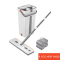 40cm Large Mop 1 Set, 4 Washable Microfiber Pads Refill Household Cleaning Mop And Bucket Set, Hand-free Wash Flat Mop, Dust Removal Mop with Bucket, Wet And Dry Cleaning, Tile Marble Wooden Floor Cleaning Mop, Cleaning Supplies, Cleaning Tool