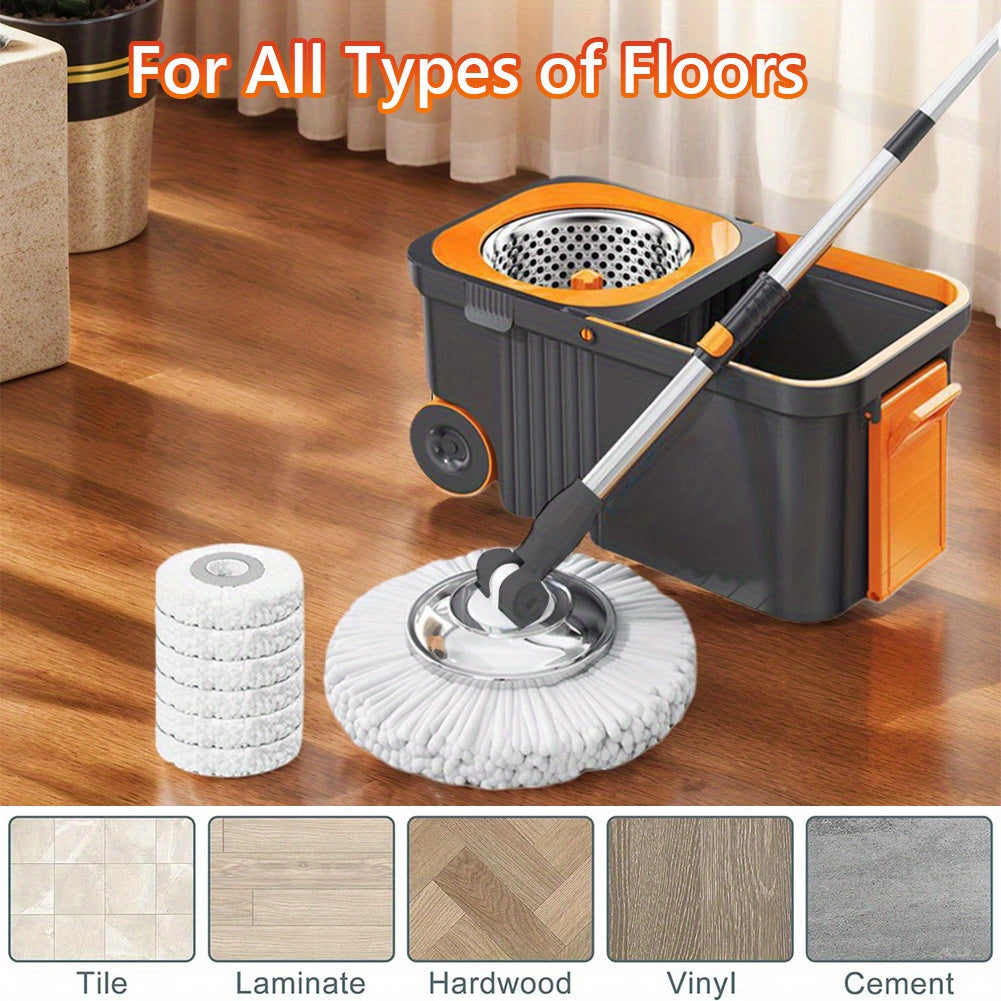 360 Spinning Floor Cleaning System with 6 Replacement Refills Extended Handle - Household Cleaning Automatic Spin Mop Hand-Free Automatic Dehydration Mop for Household Floor Cleaning