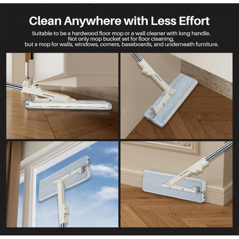 1 Mop and 1 Bucket with Wringer Set, Hands Free Flat Floor Mop and Bucket, 50\