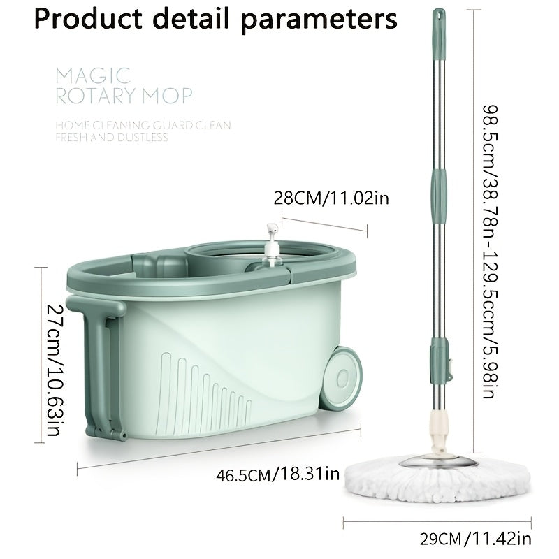 A Set Of Mops, Household Dual-drive Rotary Mops And Bucket Sets, No-wash Mops, Dry And Wet Two, Wash Two In One, 360 Degrees Option for All Kinds Of Floors