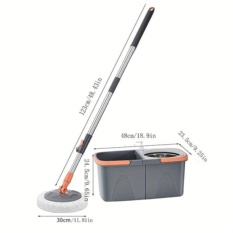 Rotating Mop And Bucket, Detachable Bucket, with Wringer Set, 360° Rotating Mop, with 3 Ultra-fine Fiberop Heads, Stainless Steel Adjustable Handle, for Floor Cleaning, Cleaning Supplies, Cleaning Tools for Home\u002Fsupermarket\u002Fschool.
