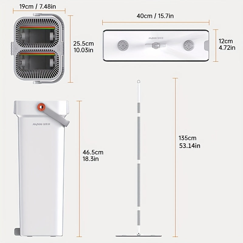 Large Heavy-Duty Flat Mop and Bucket Cleaning System with 7-Layer Scraper, -Chamber Wash & Dry Bucket, 4 Washable Microfiber Pads & Adjustable Wall\u002FWall Mop Suitable for Hardwood Floors, Tile, Windows, Cabinets - ABS\u002FPP\u002FStainless