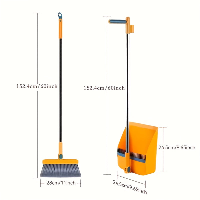 A Brand New Set of 2 Includes a 3-In-1 Broom And Dustpan That Can Rotate And Fold. This Household Broom Is Enlarged And Thickened, Perfect for Cleaning Pet Hair in The Living Room Or Bedroom. It Features a Non-Stick