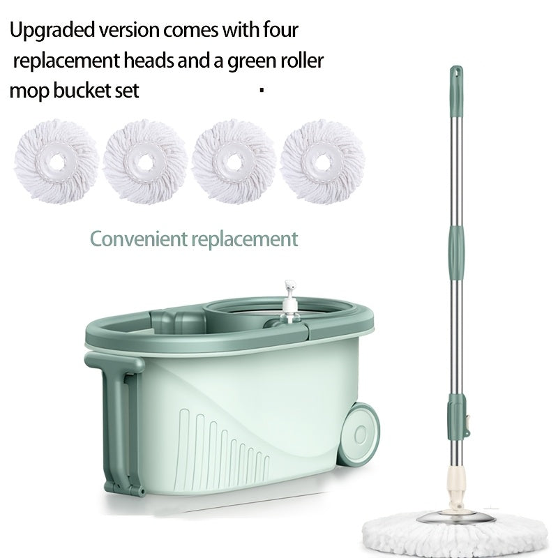 A Set Of Mops, Household Dual-drive Rotary Mops And Bucket Sets, No-wash Mops, Dry And Wet Two, Wash Two In One, 360 Degrees Option for All Kinds Of Floors