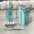 Extended Handle Hands-Free Flat Mop And Bucket Set, 4 Microfiber Pads Included, Large-Capacity Mop System, Dry & Wet Dual-Use Dust Mop for Hardwood, Tile, Marble & Wall Cleaning