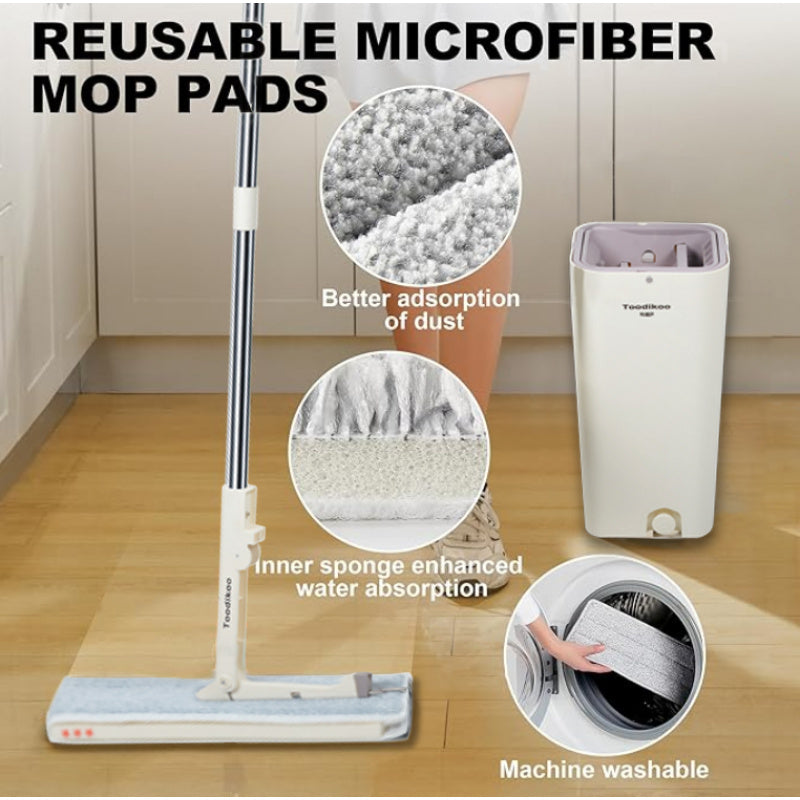 1 Mop and 1 Bucket with Wringer Set, Hands Free Flat Floor Mop and Bucket, 50\