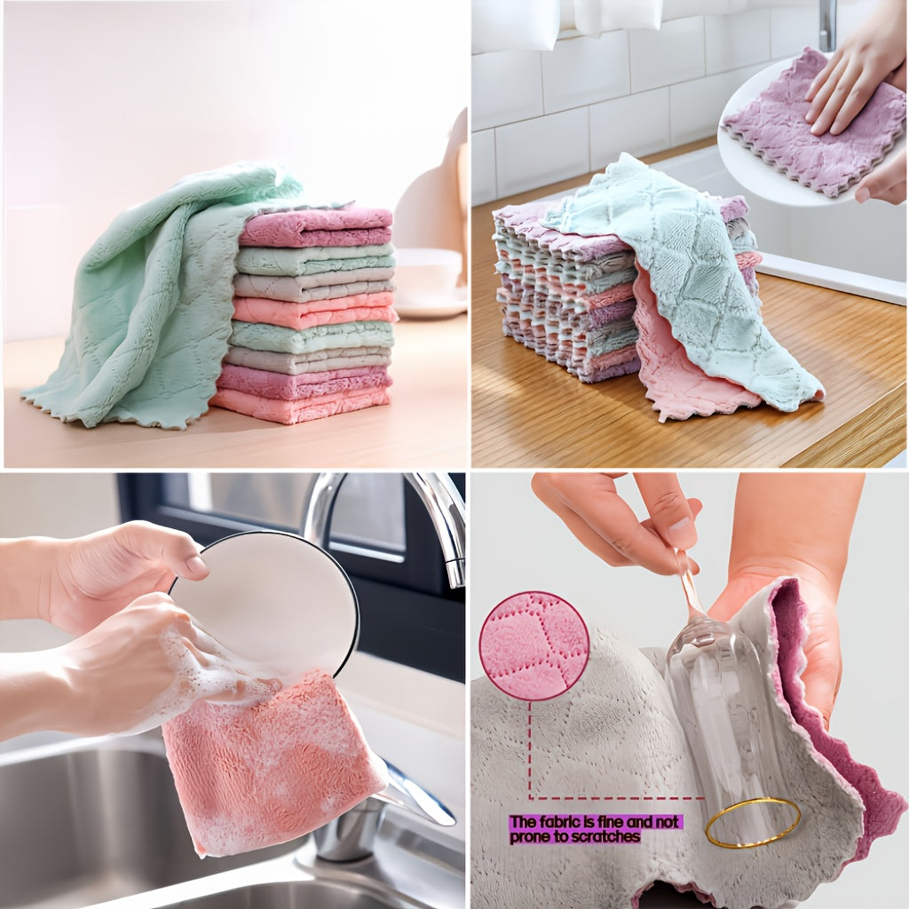Super Absorbent Thickened Microfiber Dishcloths - Non-Shedding & Oil-Resistant Kitchen Towels, Household Chores, Highquality Textiles, Cleaning Cloths, Home Cooks, Dish Drying, Reusable Towels, Busy Households, Kitchen gifts