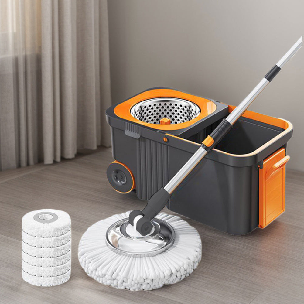 360 Spinning Floor Cleaning System with 6 Replacement Refills Extended Handle - Household Cleaning Automatic Spin Mop Hand-Free Automatic Dehydration Mop for Household Floor Cleaning
