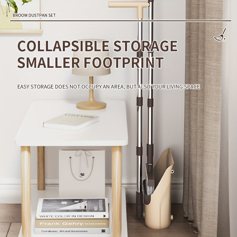 1 Set, Broom And Dustpan Set | Thickened Rod Rotatable And Foldable, Durable Soft Bristle Broom, Non-Stick Soft Bristles For Pet Hair Cleaning, Plastic Handle, Suitable For Hard Floors In Living Room, Bedroom, Bathroom, Kitchen