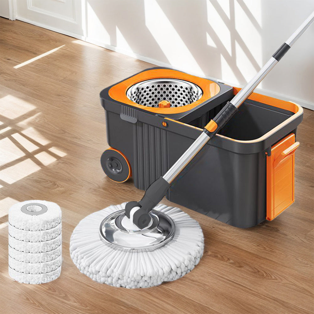 Automatic Spin Mop 360 Spinning Floor Cleaning System | Automatic Spin Mop with 6 Replacement Refills, Extended Handle, Hand-Free Automatic Dehydration for Household Cleaning