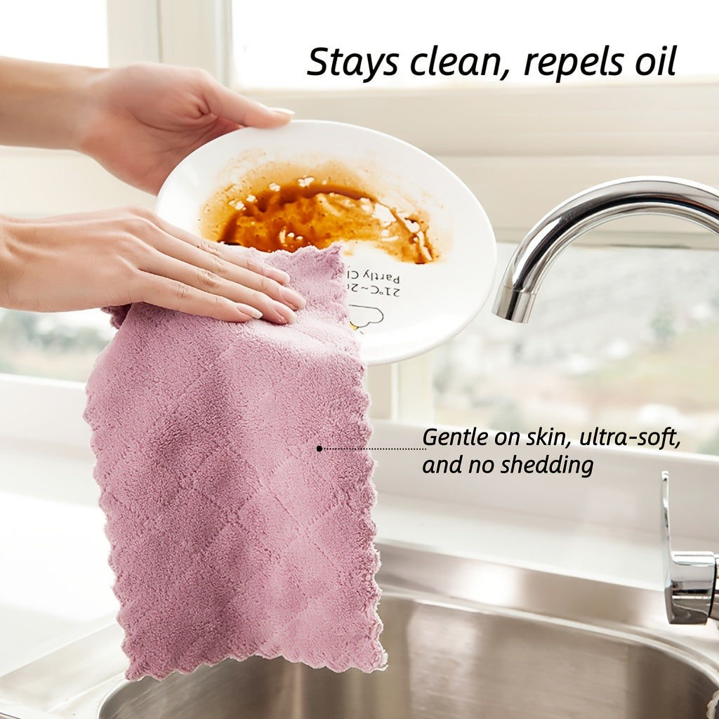 Super Absorbent Thickened Microfiber Dishcloths - Non-Shedding & Oil-Resistant Kitchen Towels, Household Chores, Highquality Textiles, Cleaning Cloths, Home Cooks, Dish Drying, Reusable Towels, Busy Households, Kitchen gifts