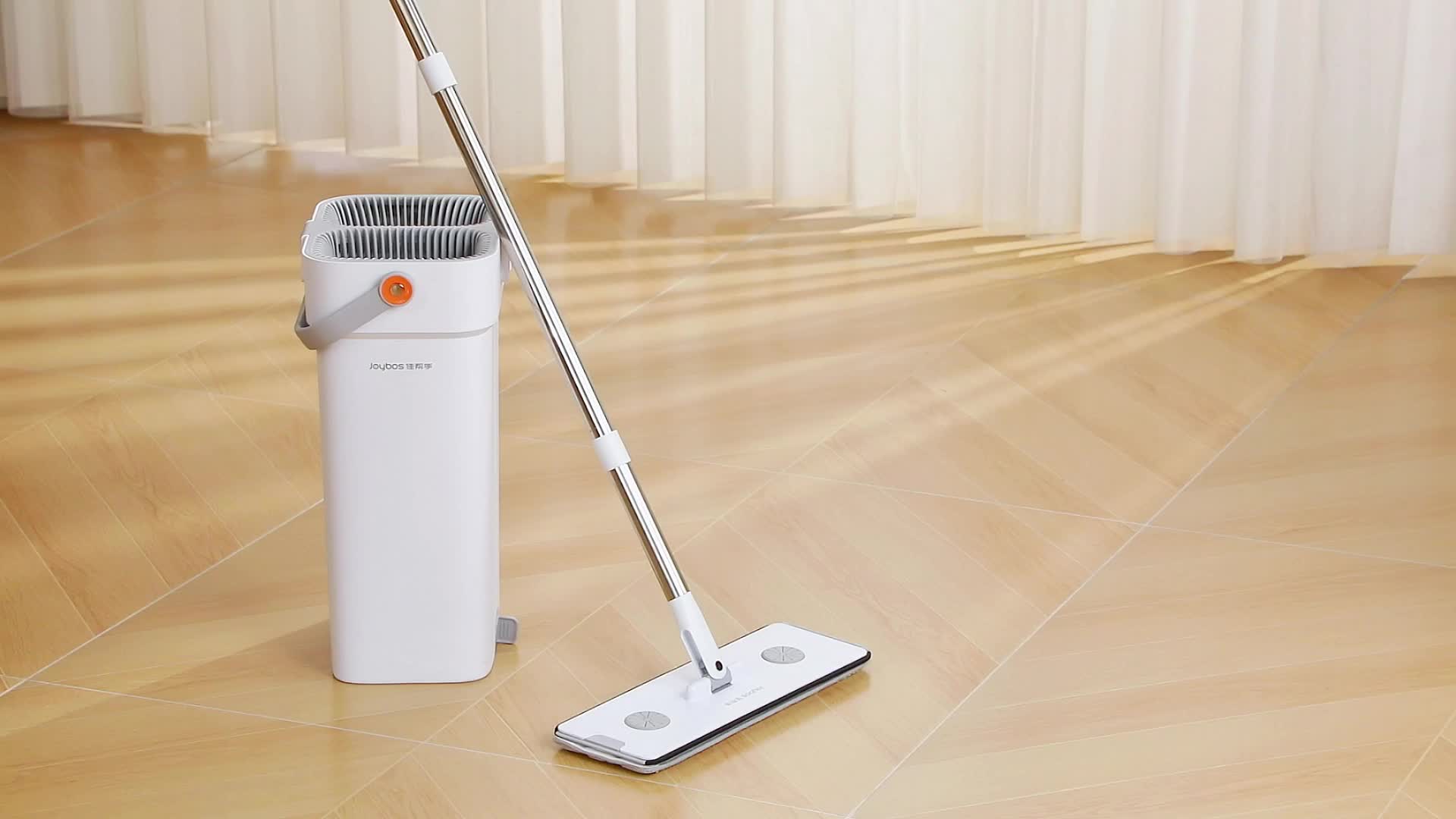 Large Heavy-Duty Flat Mop and Bucket Cleaning System with 7-Layer Scraper, -Chamber Wash & Dry Bucket, 4 Washable Microfiber Pads & Adjustable Wall\u002FWall Mop Suitable for Hardwood Floors, Tile, Windows, Cabinets - ABS\u002FPP\u002FStainless