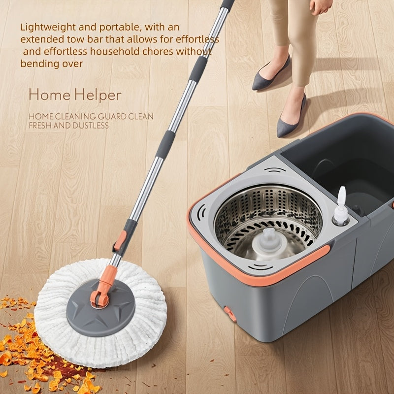 Rotating Mop And Bucket, Detachable Bucket, with Wringer Set, 360° Rotating Mop, with 3 Ultra-fine Fiberop Heads, Stainless Steel Adjustable Handle, for Floor Cleaning, Cleaning Supplies, Cleaning Tools for Home\u002Fsupermarket\u002Fschool.