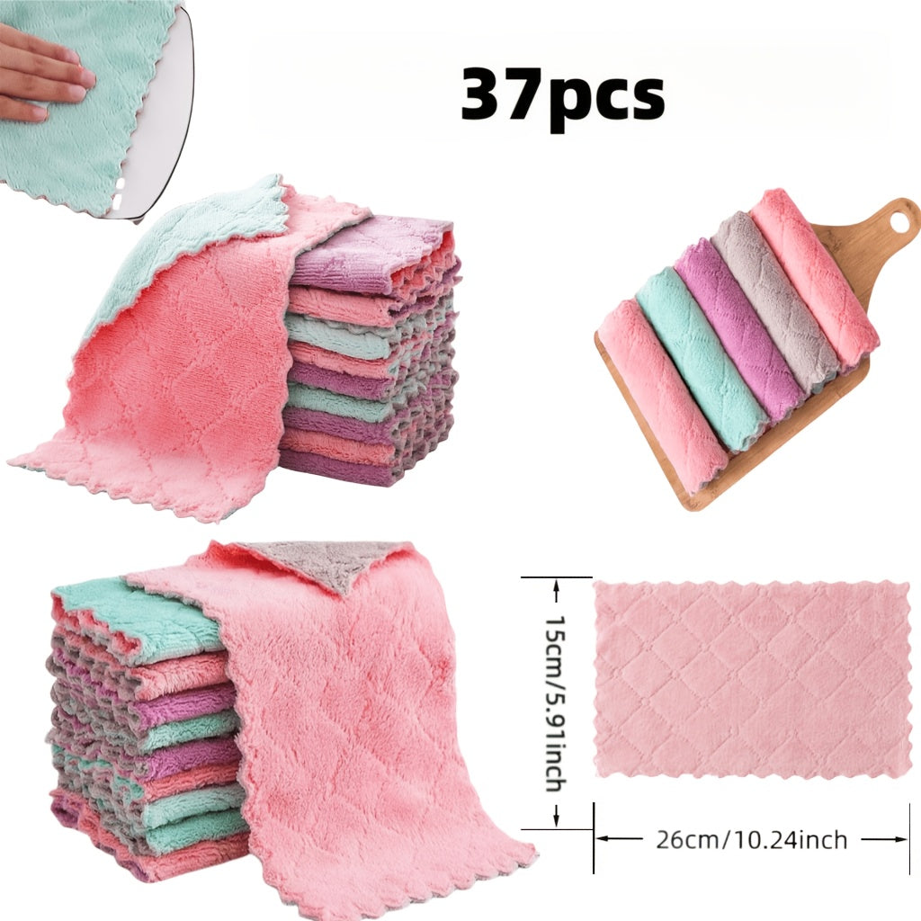 Set of 25 Microfiber Cleaning Cloths Measuring 10.24X5.91 Inches, Suitable for Both Wet And Dry Use. These Absorbent Towels Are Thickened for Various Tasks Including Kitchen Dishes, Household Dusting, Car Washing