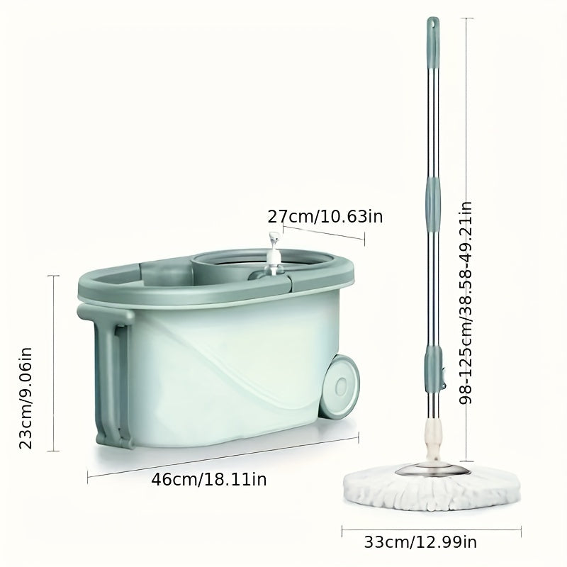 Set of Spin Mop And Bucket with Wringer, Ideal for Bathroom Use, Including a 360° Spinning Mop Bucket System with Three Microfiber Mop Replacement Heads And a 61\