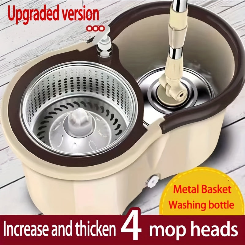 Rotating Mop And Bucket, Detachable Bucket, with Wringer Set, 360° Rotating Mop, with 3 Ultra-fine Fiberop Heads, Stainless Steel Adjustable Handle, for Floor Cleaning, Cleaning Supplies, Cleaning Tools for Home\u002Fsupermarket\u002Fschool.