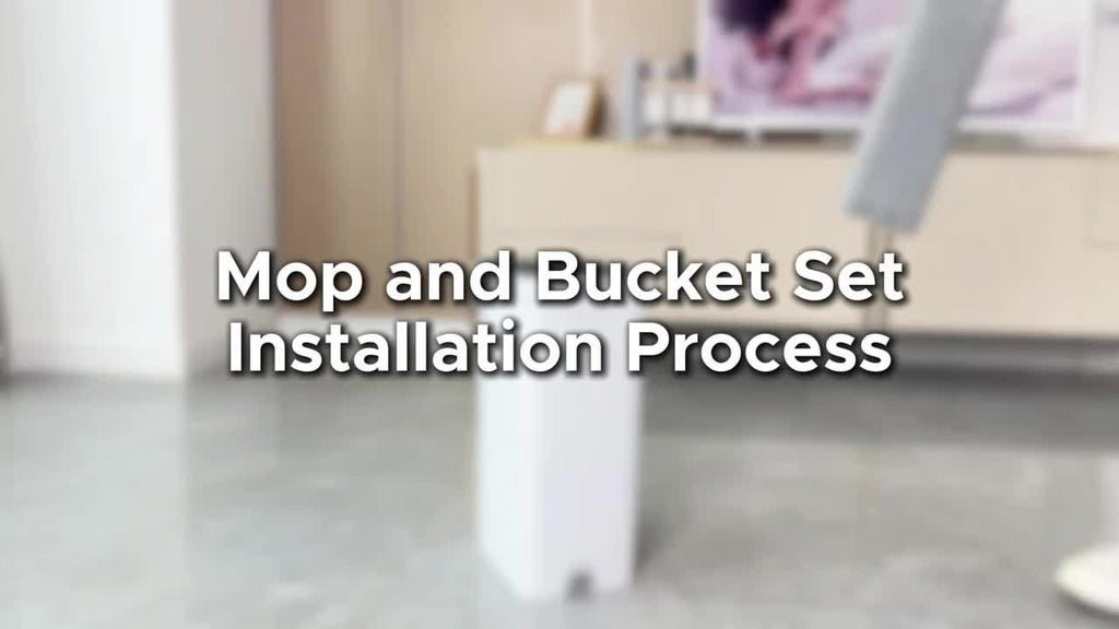 Mop And Bucket Set, Flat Mop And Bucket System, Mop Bucket with Wringer, Wall Mop with Adjustable Handle, 4 Washable Microfiber Mop Pads, Mops for Floor Cleaning