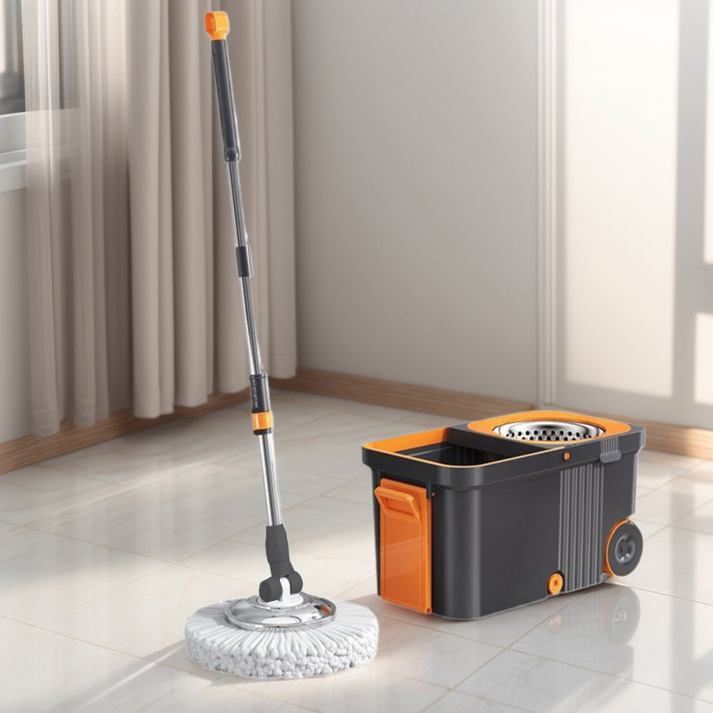 Automatic Spin Mop 360 Spinning Floor Cleaning System | Automatic Spin Mop with 6 Replacement Refills, Extended Handle, Hand-Free Automatic Dehydration for Household Cleaning