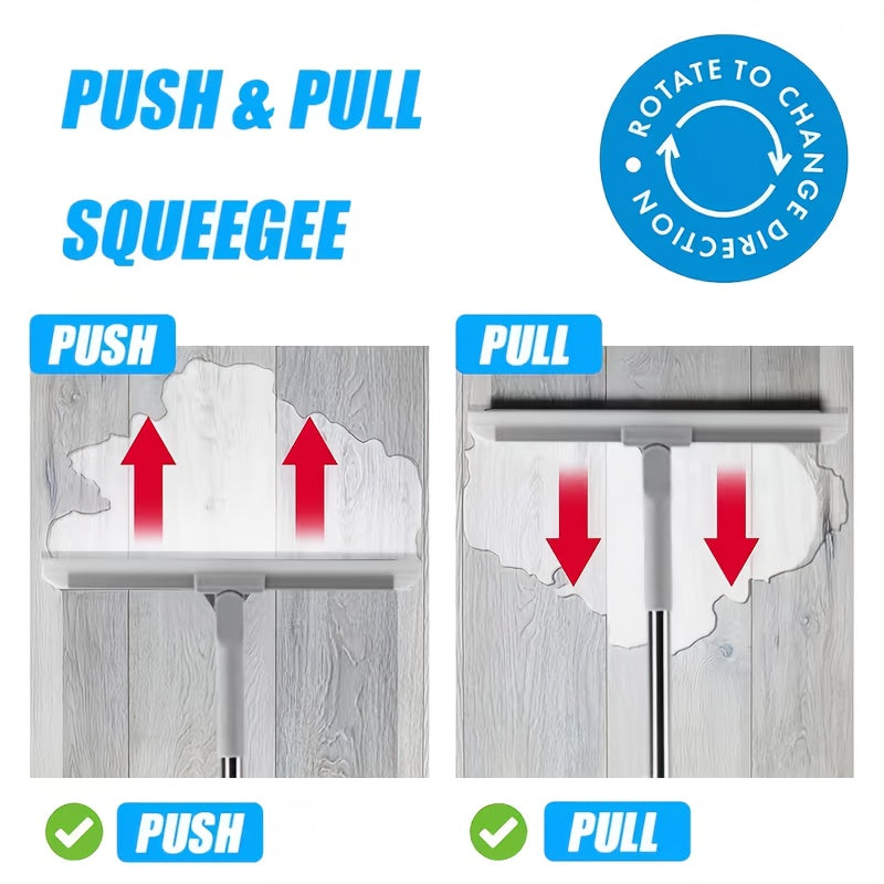 Multi-Function Magic Broom, CHA HUA Silicone Floor Scraper with Handle, Ideal for Household Floor Cleaning, Bathrooms, Windows, And Stain Removal. Cleans Stains, Wipes Windows, And Removes Water, Dust, And Pet Hair.