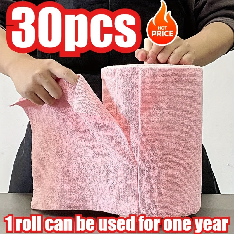 1 roll of 30 reusable cleaning wipes, household kitchen cloth, car cleaning cloth, RV cleaning tools, microfiber towel roll, dishwasher cloth replacement, cleaning supplies, cleaning tools