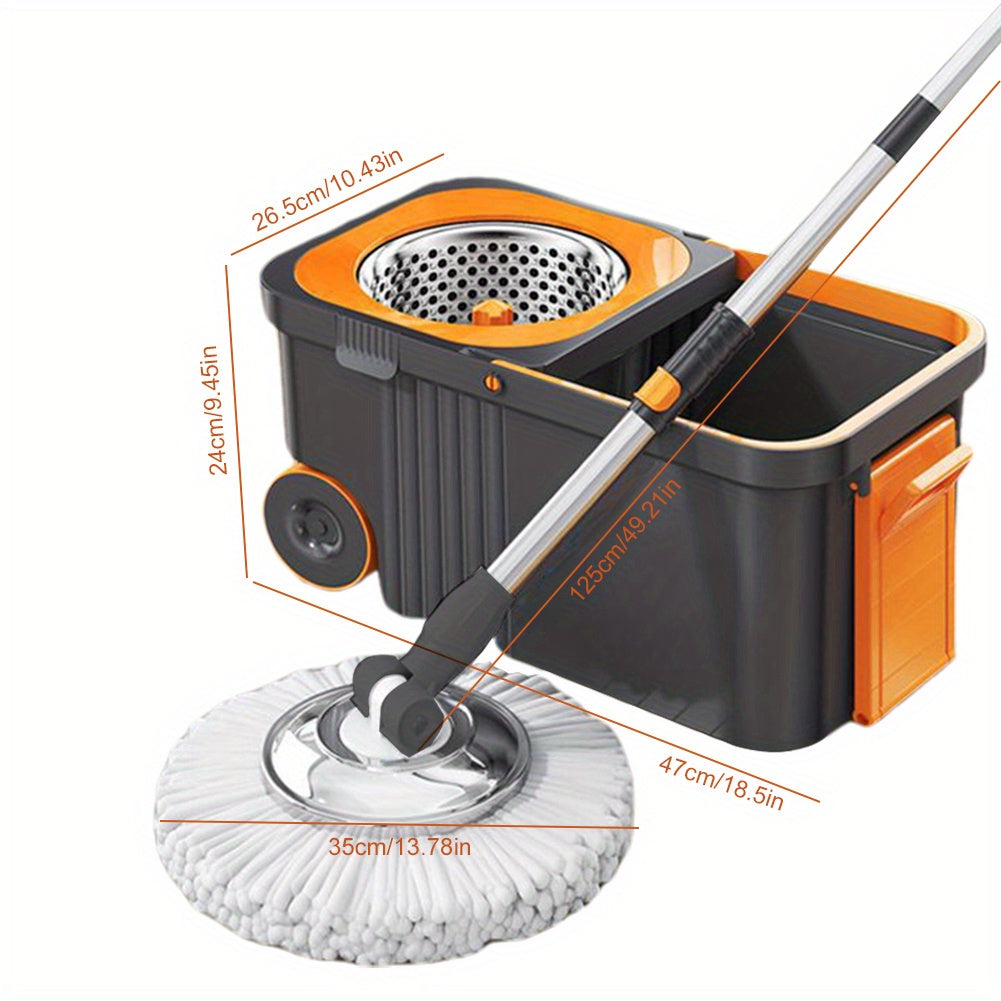360 Spinning Floor Cleaning System with 6 Replacement Refills Extended Handle - Household Cleaning Automatic Spin Mop Hand-Free Automatic Dehydration Mop for Household Floor Cleaning