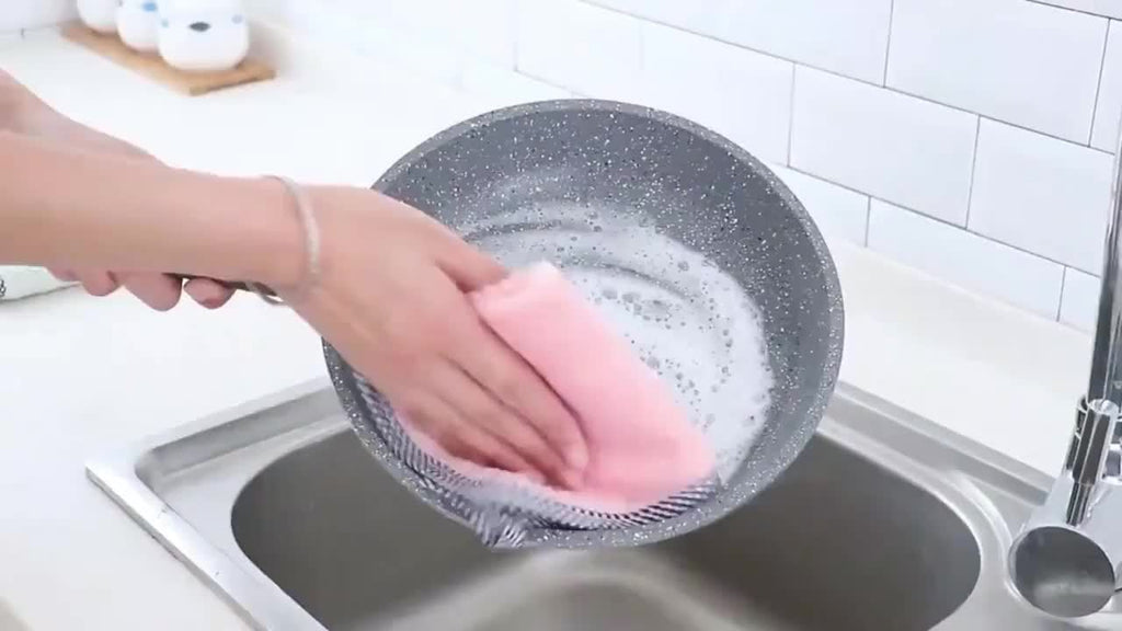 5pcs Ultra-soft Ultra-fiber Dishwashing Cloth, Ultra-absorbent Towel, Kitchen, Bathroom, Car And Window Cleaning Products, Multi-purpose Striped Dishwashing Cloth, Coral Velvet Non-oil And Non-hair Washing Towel, Thick Bamboo Fiber Cleaning Towel