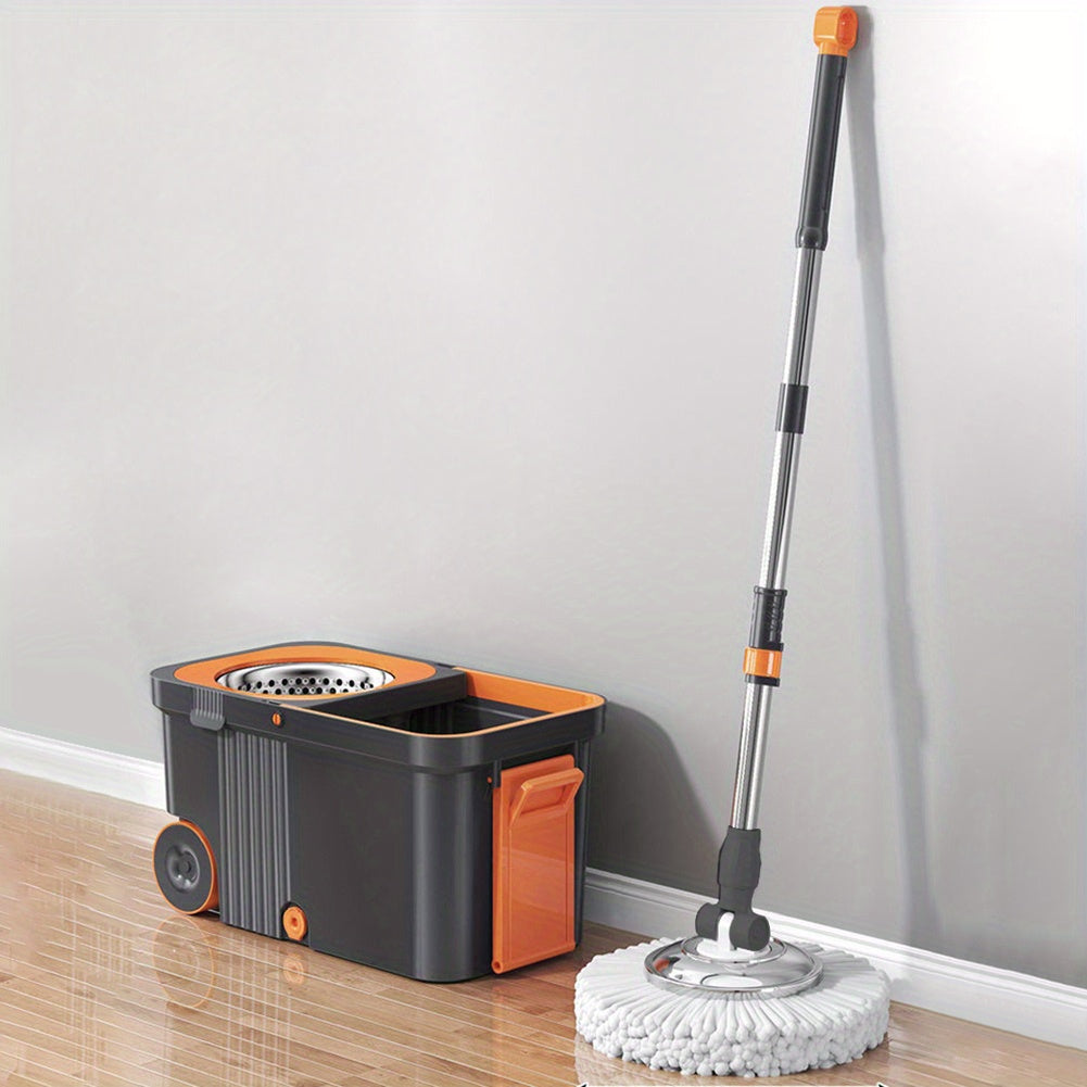 Automatic Spin Mop 360 Spinning Floor Cleaning System | Automatic Spin Mop with 6 Replacement Refills, Extended Handle, Hand-Free Automatic Dehydration for Household Cleaning