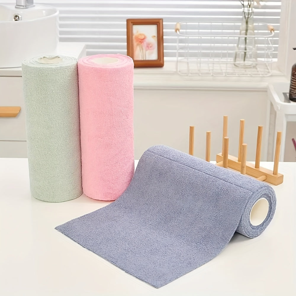 1roll Reusable Microfiber Towels, Hand-torn Cleaning Towels, Disposable Napkins, Household Kitchen Towel Rolls, Dish Cloth Replacements, General Purpose Absorbent Kitchen Cloths, Kitchen Supplies, Cleaning Tools, Local Warehouse Shippingmother's Gift