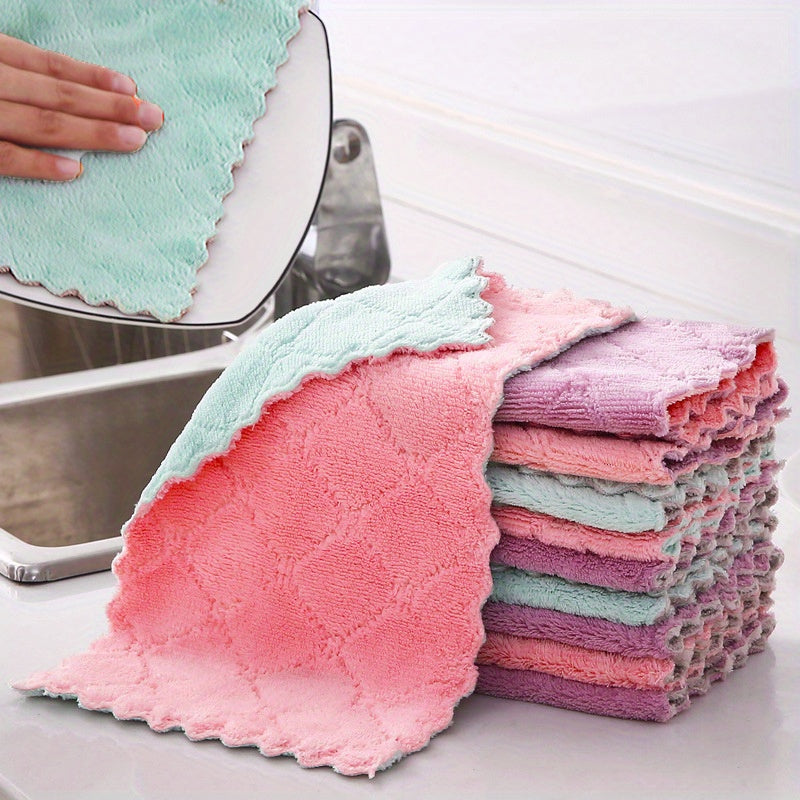 Set of 25 Microfiber Cleaning Cloths Measuring 10.24X5.91 Inches, Suitable for Both Wet And Dry Use. These Absorbent Towels Are Thickened for Various Tasks Including Kitchen Dishes, Household Dusting, Car Washing