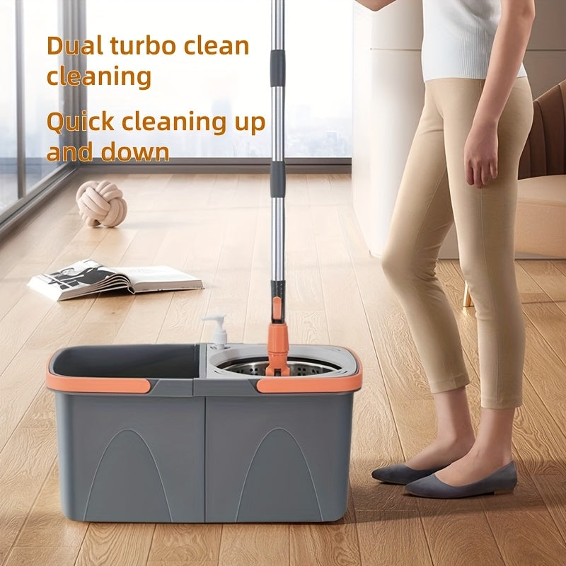 Rotating Mop And Bucket, Detachable Bucket, with Wringer Set, 360° Rotating Mop, with 3 Ultra-fine Fiberop Heads, Stainless Steel Adjustable Handle, for Floor Cleaning, Cleaning Supplies, Cleaning Tools for Home\u002Fsupermarket\u002Fschool.
