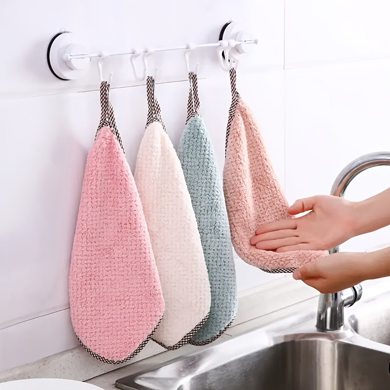 5pcs Ultra-soft Ultra-fiber Dishwashing Cloth, Ultra-absorbent Towel, Kitchen, Bathroom, Car And Window Cleaning Products, Multi-purpose Striped Dishwashing Cloth, Coral Velvet Non-oil And Non-hair Washing Towel, Thick Bamboo Fiber Cleaning Towel