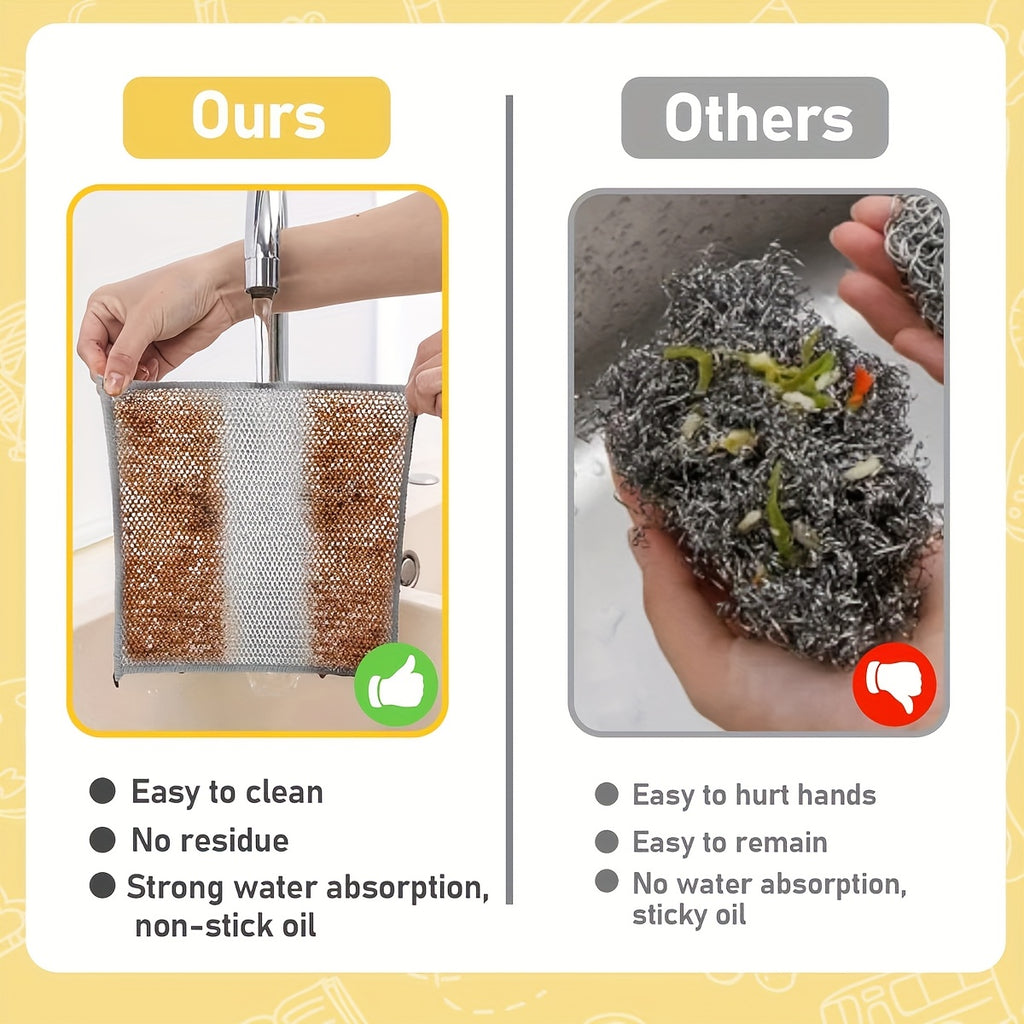 Dish Cloths for Kitchen for Christmas Time-Modern Stainless Steel Scrubber for Pans, Scratch-Resistant Cleaning Pads, Reusable Wire Dish Cloth for Kitchen Cookware Cleaning