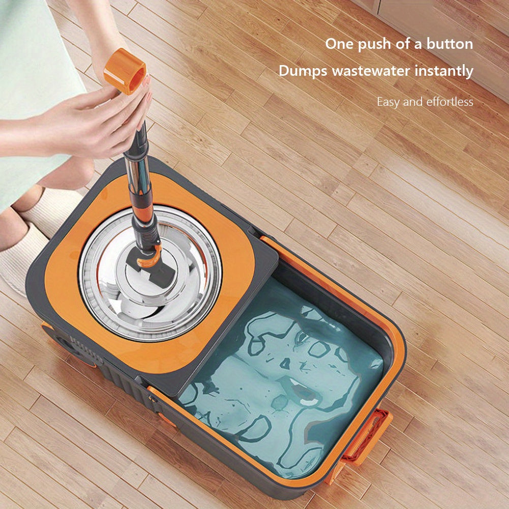 360 Spinning Floor Cleaning System with 6 Replacement Refills Extended Handle - Household Cleaning Automatic Spin Mop Hand-Free Automatic Dehydration Mop for Household Floor Cleaning
