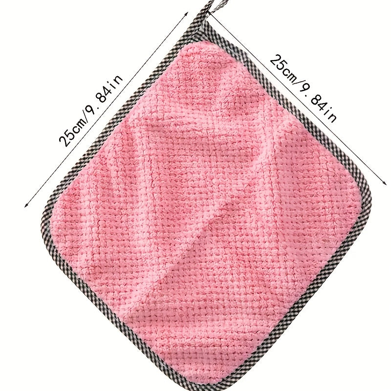 5pcs Ultra-soft Ultra-fiber Dishwashing Cloth, Ultra-absorbent Towel, Kitchen, Bathroom, Car And Window Cleaning Products, Multi-purpose Striped Dishwashing Cloth, Coral Velvet Non-oil And Non-hair Washing Towel, Thick Bamboo Fiber Cleaning Towel