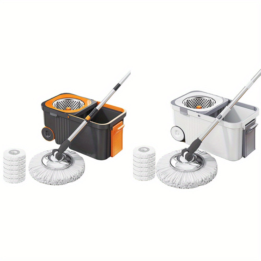 360 Spinning Floor Cleaning System with 6 Replacement Refills Extended Handle - Household Cleaning Automatic Spin Mop Hand-Free Automatic Dehydration Mop for Household Floor Cleaning