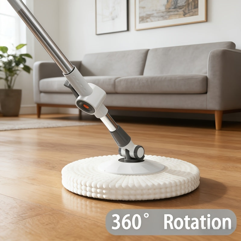 Enhanced Deluxe Spin Mop And Bucket Kit Featuring a 360° Rotating Mop with a Adjustable Handle And a Cleaning Bottle, Ideal for Effortless Floor Cleaning, Comes with 4 Microfiber Replacement Heads, Perfect for Both for Home And Professional Use