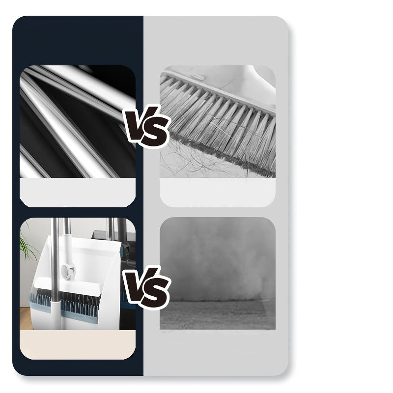 A Brand New Set of 2 Includes a 3-In-1 Broom And Dustpan That Can Rotate And Fold. This Household Broom Is Enlarged And Thickened, Perfect for Cleaning Pet Hair in The Living Room Or Bedroom. It Features a Non-Stick