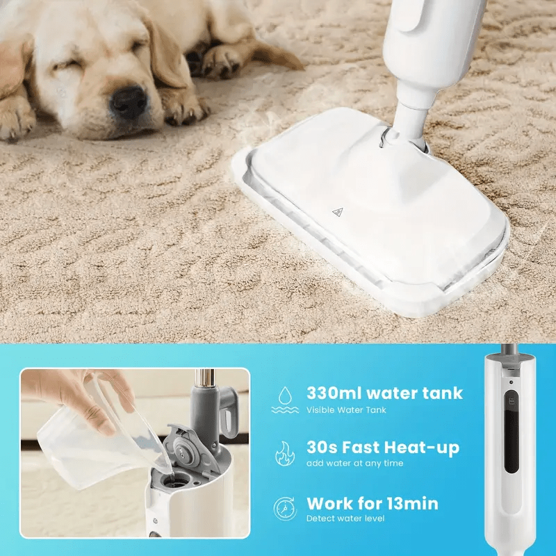 Floor Cleaning Steam Mop, Lightweight Floor Steam Cleaner for Hardwood\u002FTile\u002FLaminate Carpet, 2 Washable Pads, Blue\u002FGray
