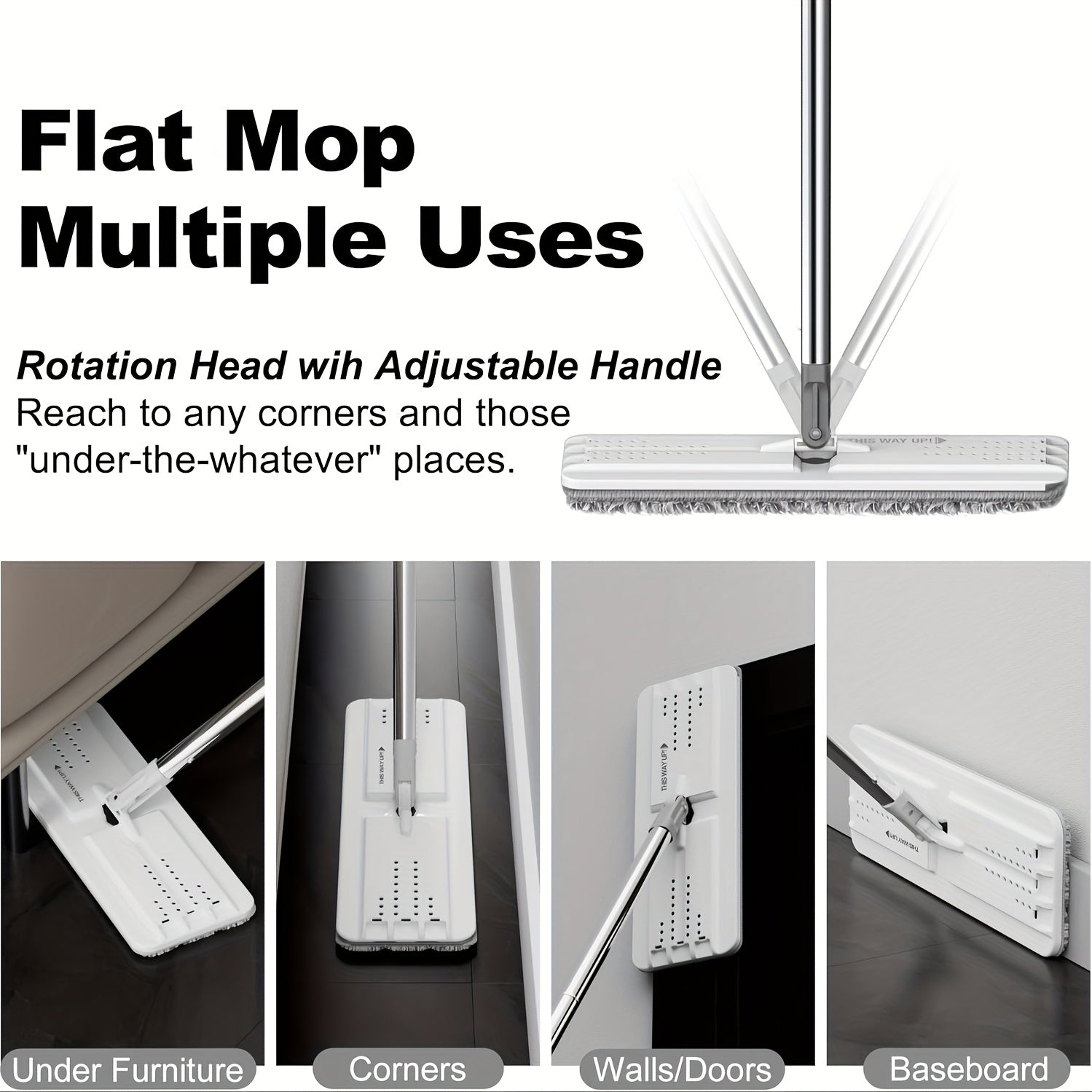 40cm Large Mop 1 Set, 4 Washable Microfiber Pads Refill Household Cleaning Mop And Bucket Set, Hand-free Wash Flat Mop, Dust Removal Mop with Bucket, Wet And Dry Cleaning, Tile Marble Wooden Floor Cleaning Mop, Cleaning Supplies, Cleaning Tool