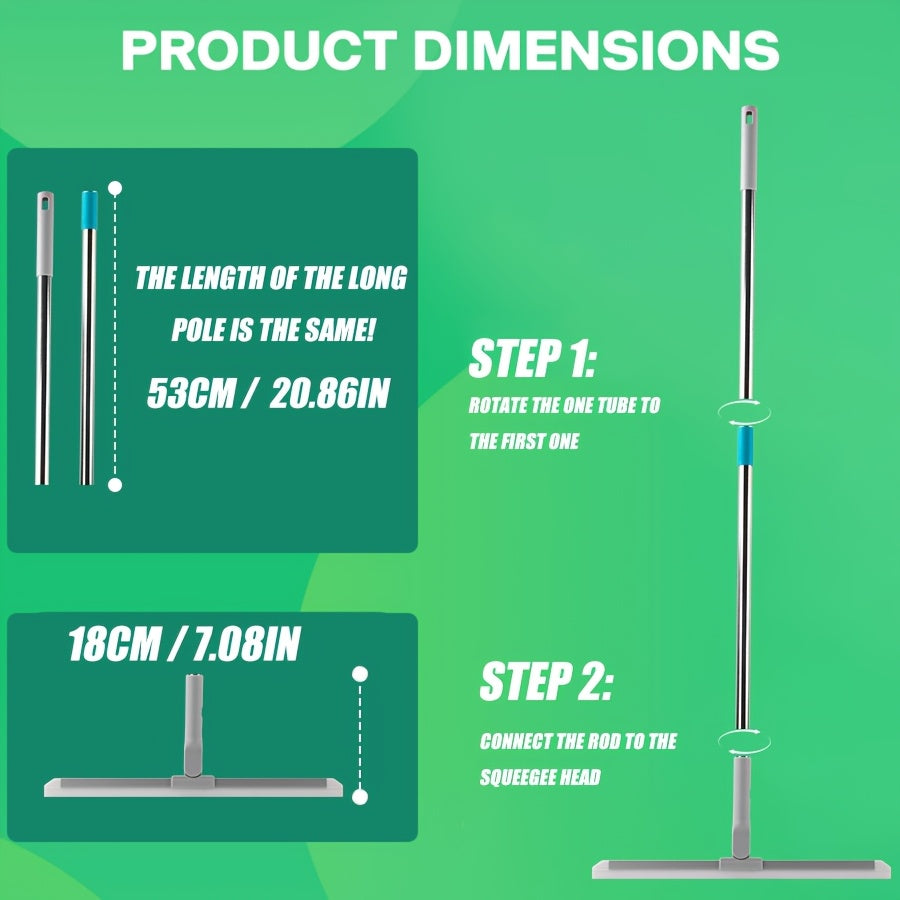 Multi-Function Magic Broom, CHA HUA Silicone Floor Scraper with Handle, Ideal for Household Floor Cleaning, Bathrooms, Windows, And Stain Removal. Cleans Stains, Wipes Windows, And Removes Water, Dust, And Pet Hair.