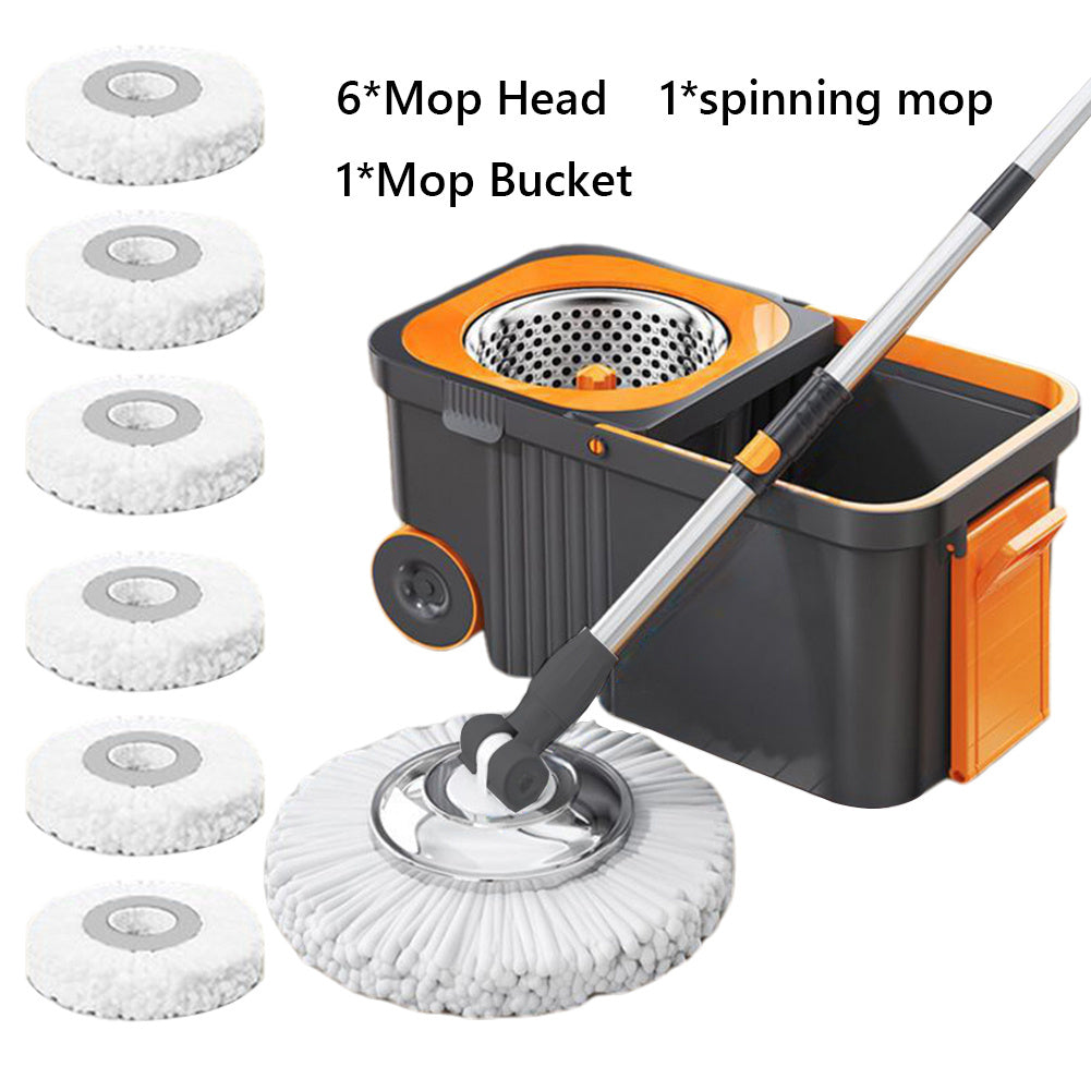 Automatic Spin Mop 360 Spinning Floor Cleaning System | Automatic Spin Mop with 6 Replacement Refills, Extended Handle, Hand-Free Automatic Dehydration for Household Cleaning